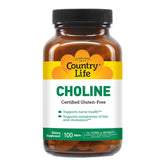 Country Life Choline 100 Tablets - Brain & Liver Support Supplement