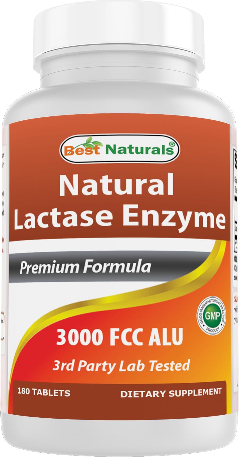 Best Naturals Fast-Acting Lactase Enzyme 3000 FCC ALU, 180 Tablets
