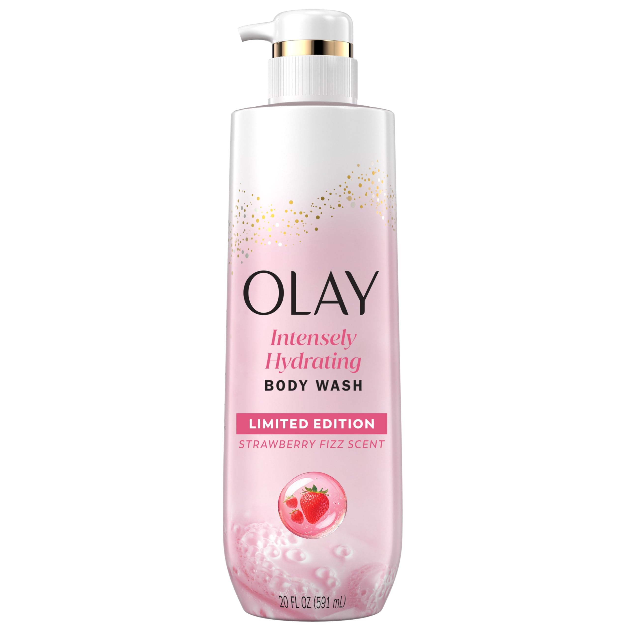 Olay Body Wash for Women, Intensely Hydrating with Pro-Hyaluronic Acid Serum Complex - Strawberry Summer Fizz Scent (20 fl oz)