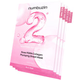 Numbuzin No.2 Rose PDRN Collagen Plumping Sheet Mask – 4ea | Korean Face Mask for Brightening and Hydration