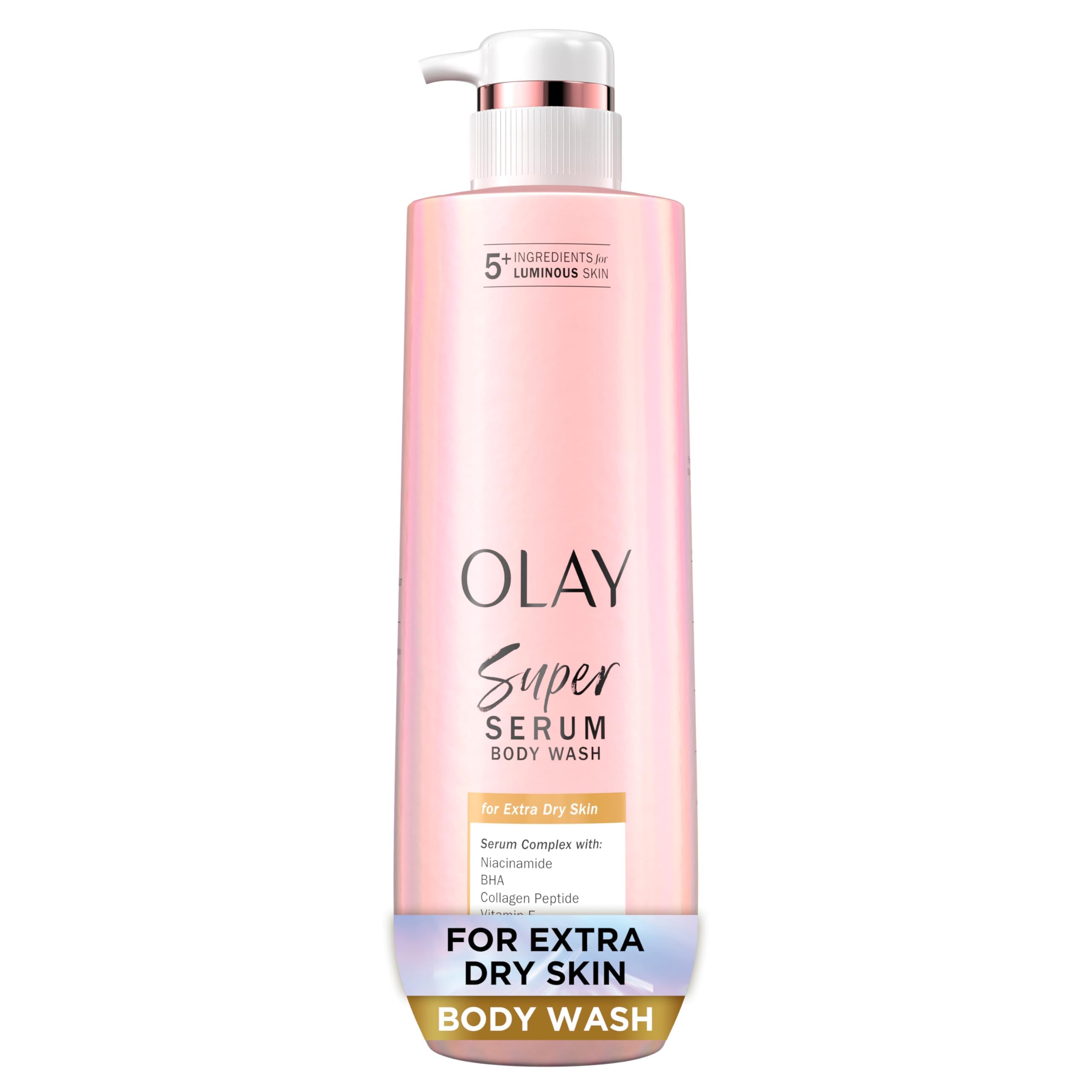 Olay Super Serum Body Wash for Extra Dry Skin - 24hr Hydration & Brightening - 18.5 fl oz