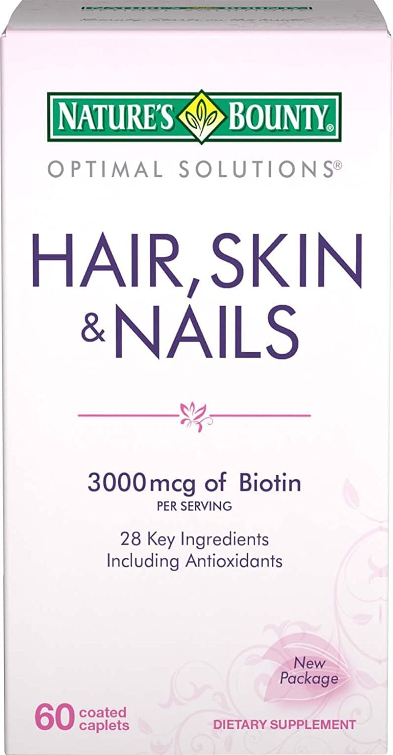 Nature's Bounty Hair, Skin and Nails Caplets - 60 Count - Supports Healthy Hair, Glowing Skin & Strong Nails