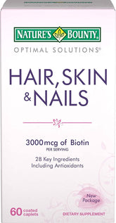 Nature's Bounty Hair, Skin and Nails Caplets - 60 Count - Supports Healthy Hair, Glowing Skin & Strong Nails