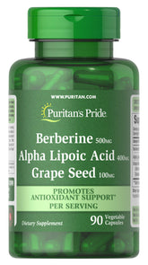 Puritan's Pride Berberine & Alpha Lipoic Acid Antioxidant Support, 90 Capsules