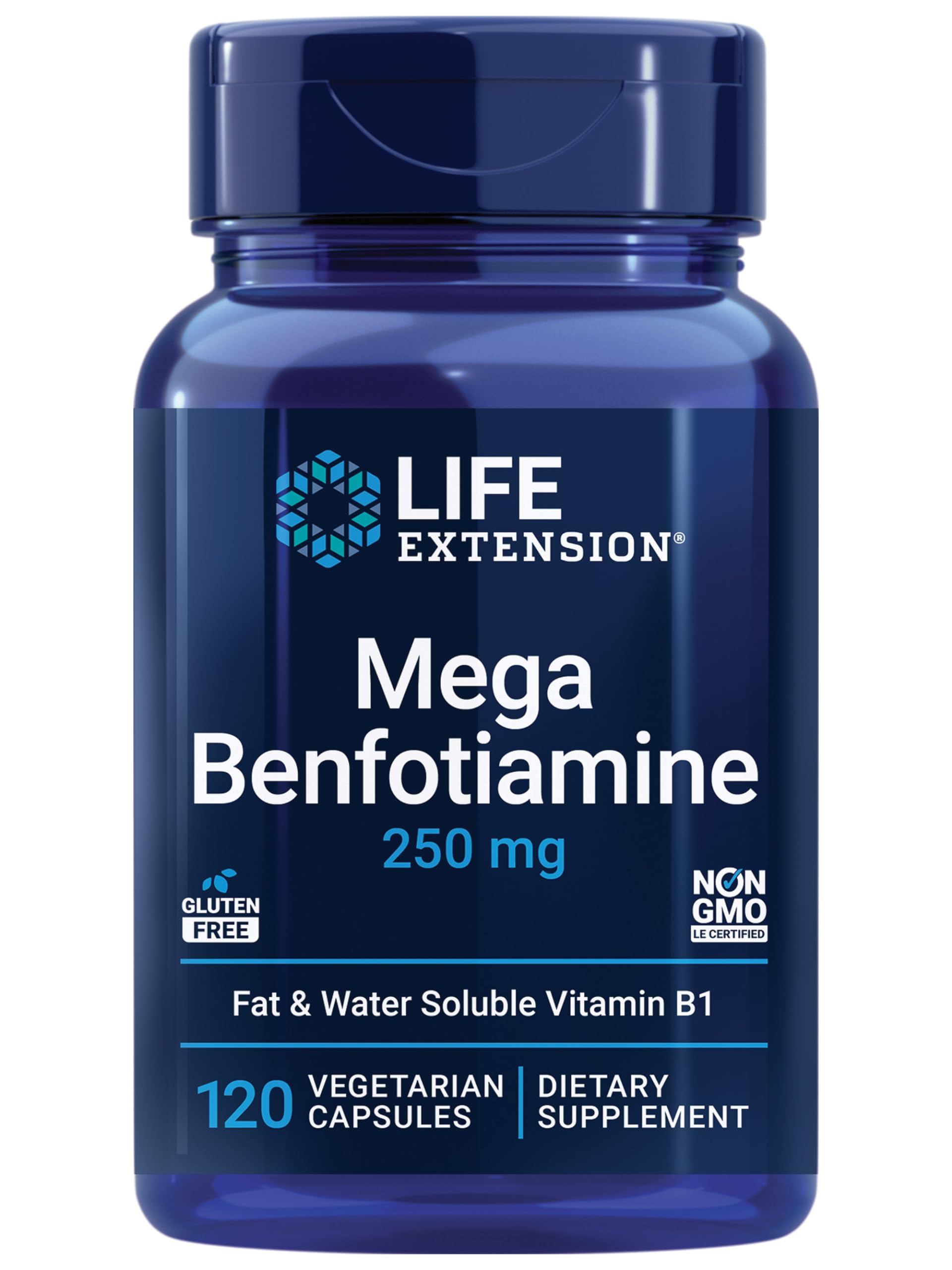 Life Extension Mega Benfotiamine, 250 mg per Capsule - 120 Vegetable Capsules