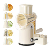 5-in-1 Manual Rotary Grater & Vegetable Slicer - Suction Base & 5 Blades