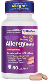 GenCare Allergy Relief Pills - Fexofenadine HCl 180mg Non-Drowsy Antihistamine