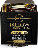 MAJU Beef Tallow Manuka Honey Balm - Unscented Skin Moisturizer with Black Seed Oil