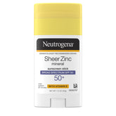 Neutrogena Sheer Zinc Oxide Mineral Sunscreen Stick SPF 50+ - Vitamin E Enriched, Water Resistant & Residue-Free - 1.5 Oz