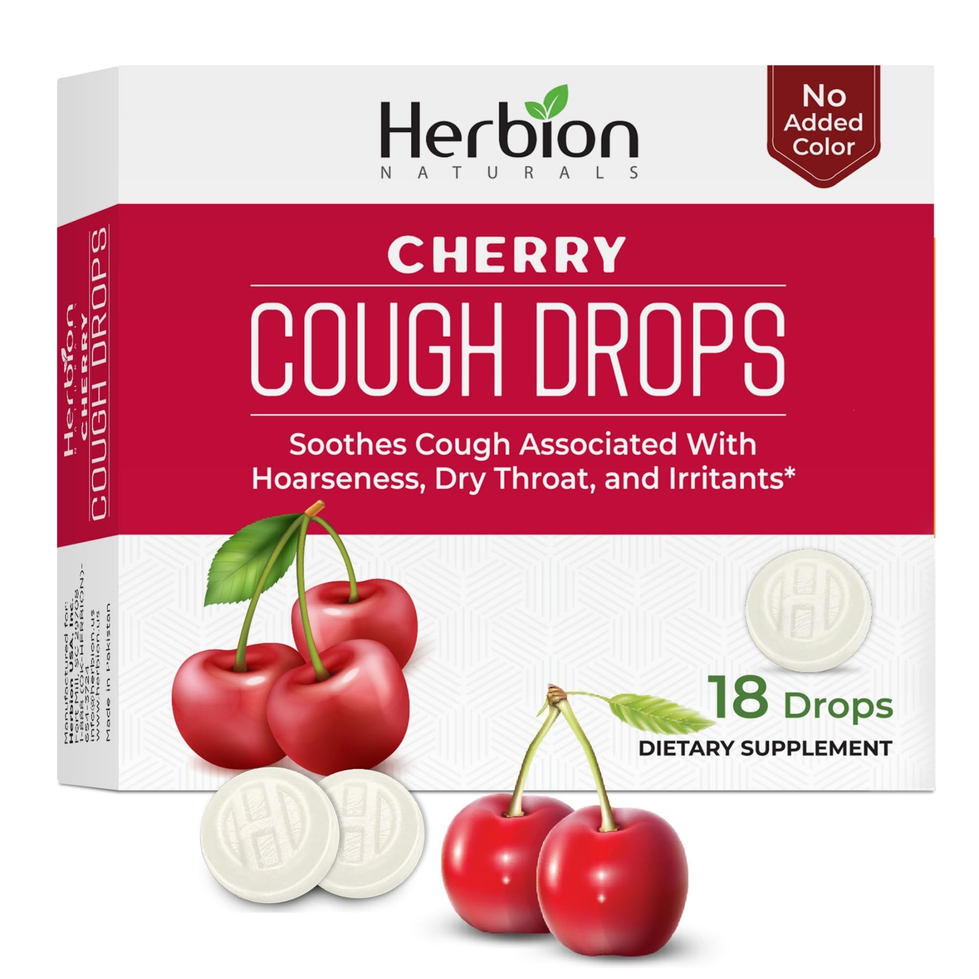 Herbion Naturals Cherry Cough Lozenges for Sore Throat Relief - 18 Count Oral Anesthetic