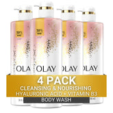 Olay Cleansing & Moisturizing Body Wash with Vitamin B3 & Hyaluronic Acid - 4 Pack (26 fl oz Each)