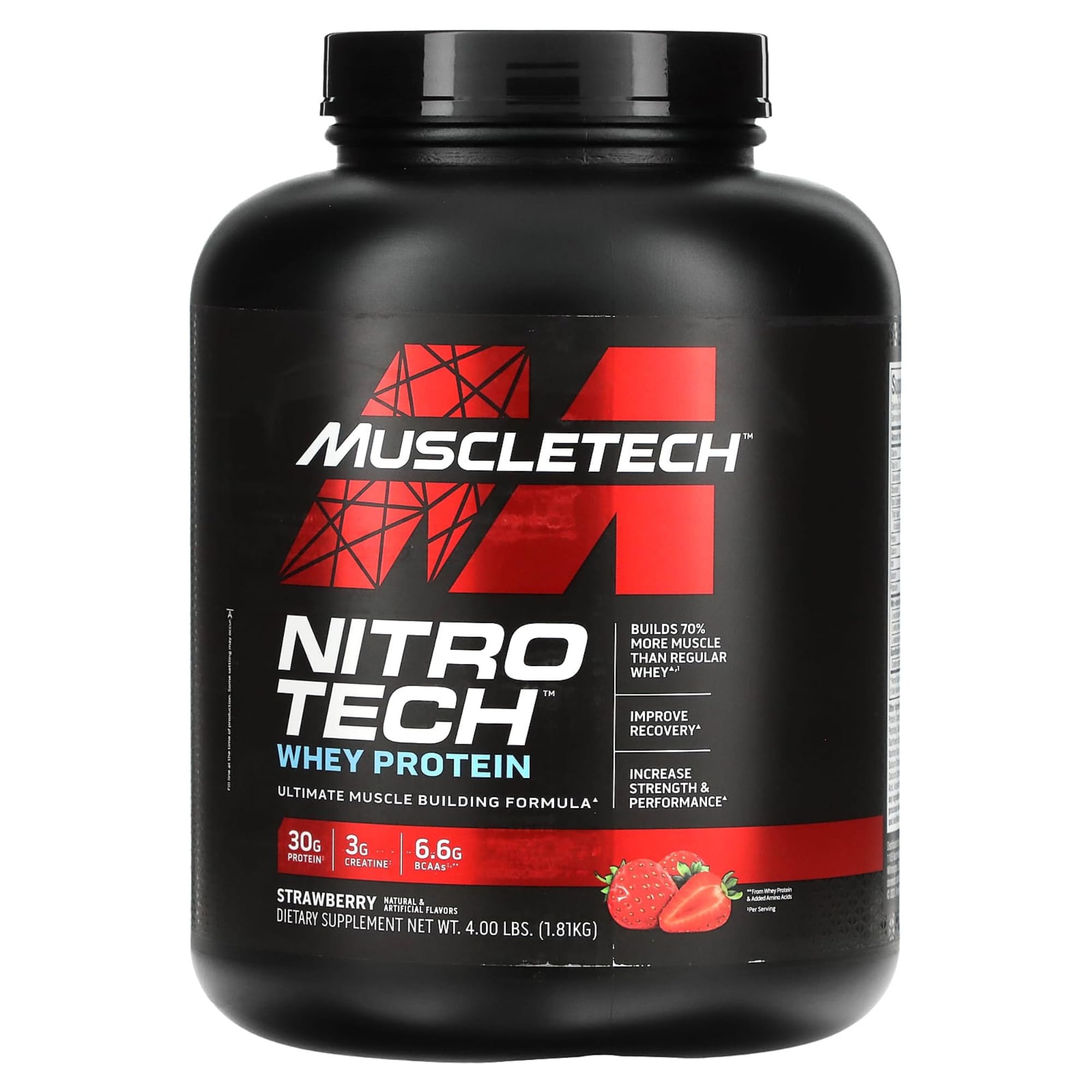 Muscletech Nitro-Tech Whey Protein - Strawberry Flavor (4.00 lbs)