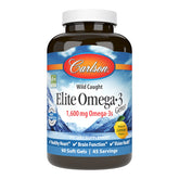 Carlson Labs Elite Omega-3 Gems Fish Oil 1250mg - 90 Softgels - High Potency - Heart & Brain Support
