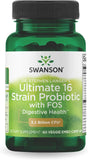 Swanson Probiotic with Prebiotic FOS Dr. Stephen Langer's Formula Digestive Support 16-Strain Supplement 3.2 Billion CFU 60 Capsules .