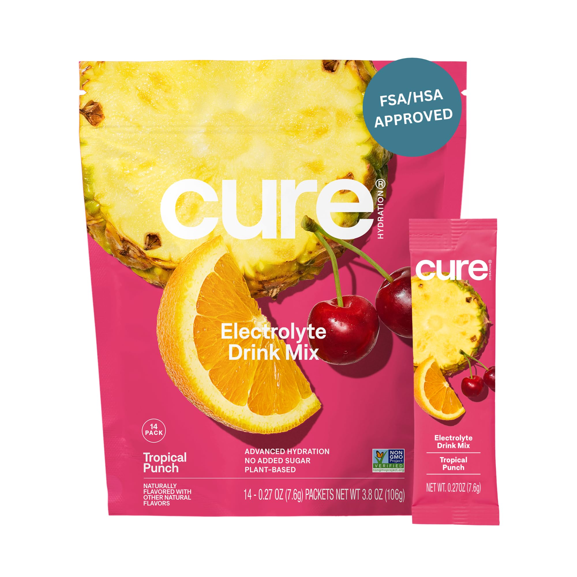 CURE HYDRATION MIX | Plant-Based Electrolyte Drink | No Added Sugar (Tropical Punch)