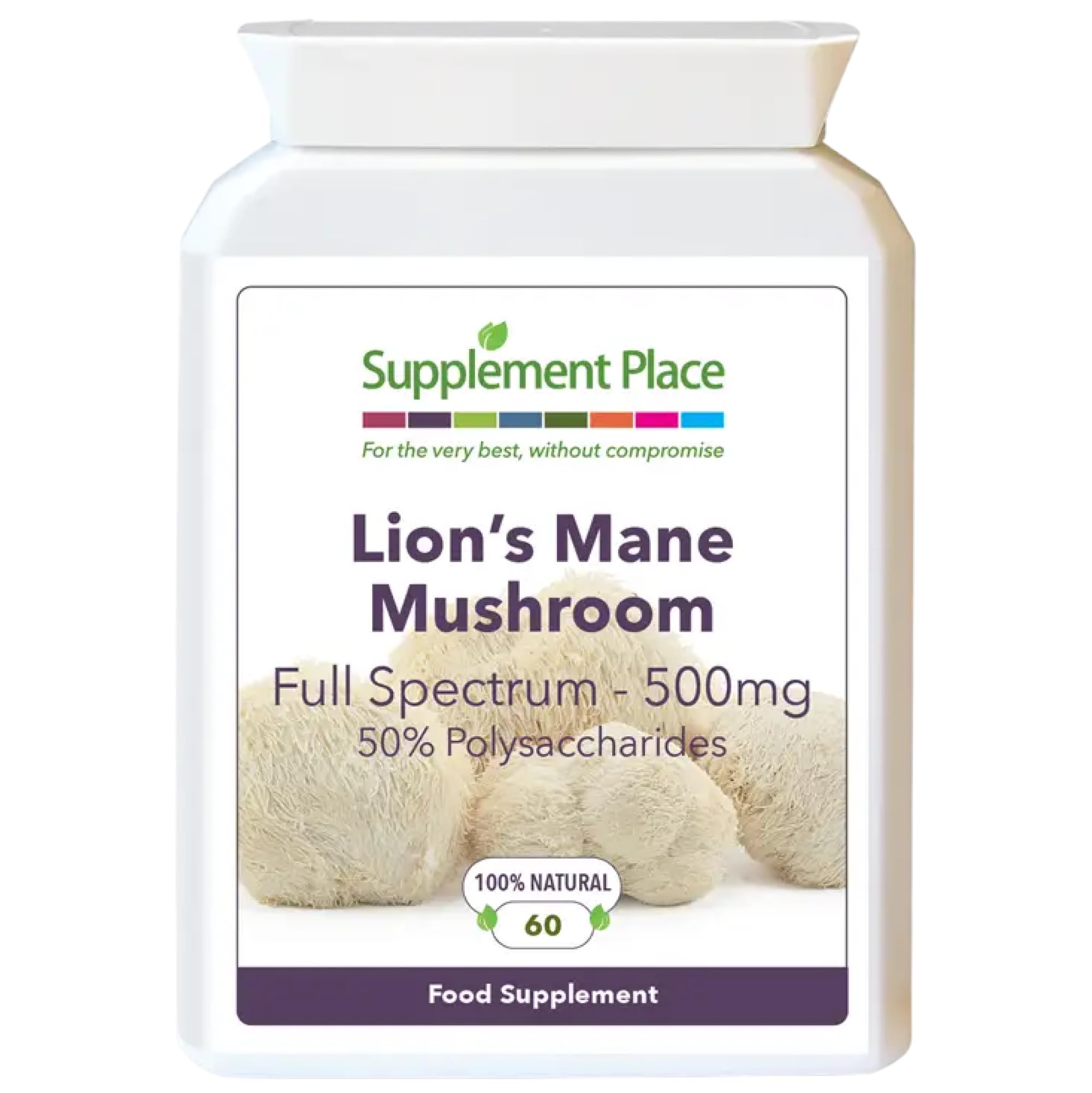 Organic Lion's Mane Mushroom Capsules 500mg - Natural Brain & Immune Support Supplement