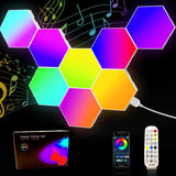 8 Pack Smart Hexagon LED Wall Lights - Music Sync RGB Gaming Room Decor Panels