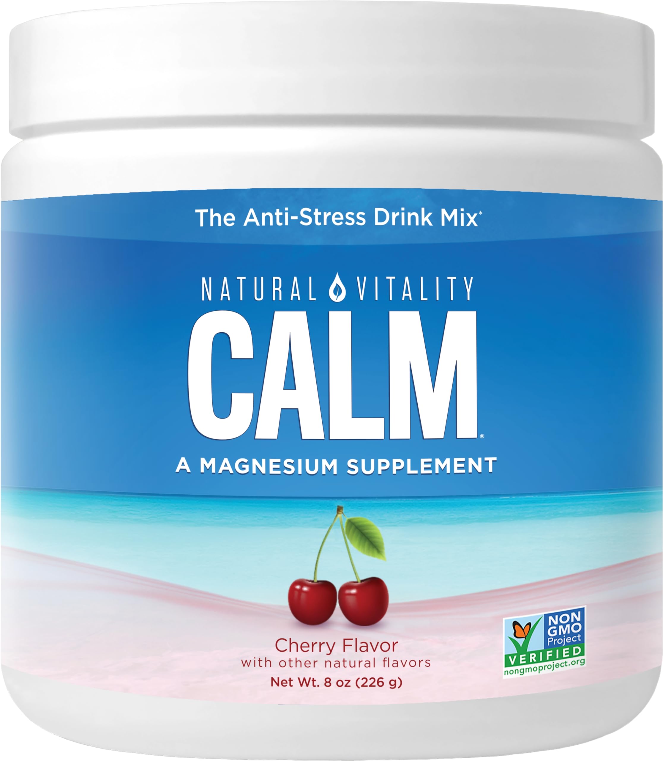 Natural Vitality Calm Anti-Stress Dietary Supplement Powder – Cherry, 8oz