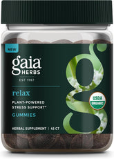 Gaia Herbs Relax Gummies Organic for Stress Relief & Sleep (45 Count)
