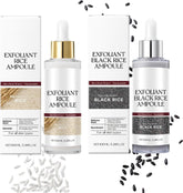 2 PCS Exfoliating Ampoule - Black & White Rice Duo for Glowing Skin | Brightening & Hydrating Peel