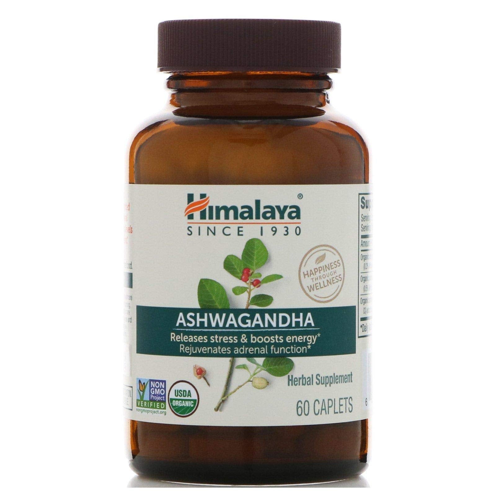 Himalaya Ashwagandha - Releases Stress, Boosts Energy, 60 Caplets Support Vibrant Living