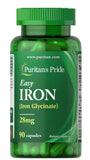 Puritan's Pride Easy Iron 28mg Capsules - 90 Count with Iron Glycinate for Women's Health