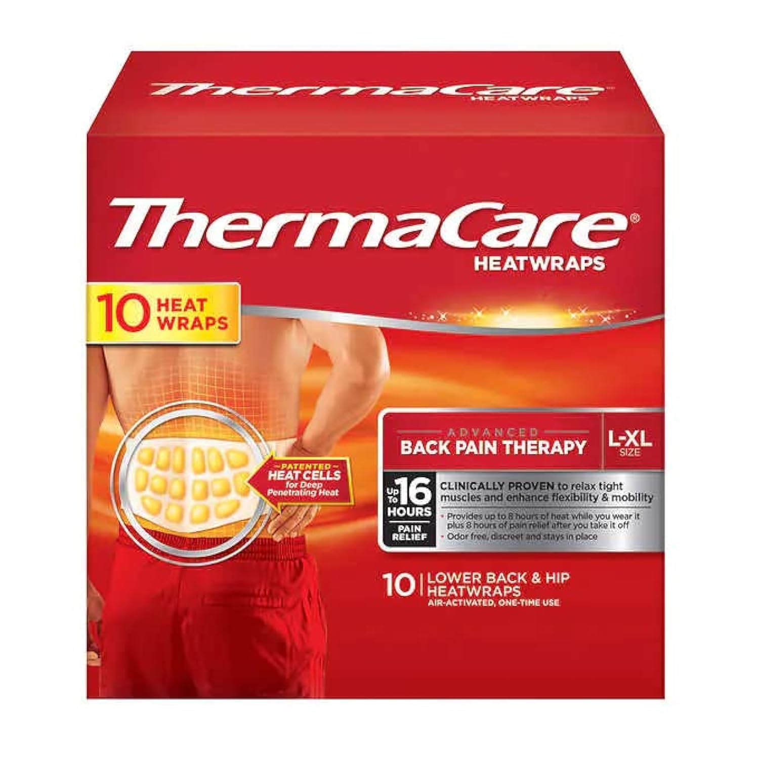 ThermaCare Lower Back & Hip HeatWraps L/XL - Limited Edition 9 Count Pack for Ultimate Comfort