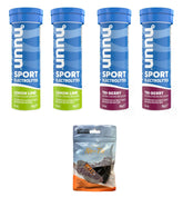 NUUN Sport Electrolytes Hydration Tablets Bundle - 4 Tubes (40 Tablets) + Reflective Shoe Laces (Tri-Berry & Lemon Lime)