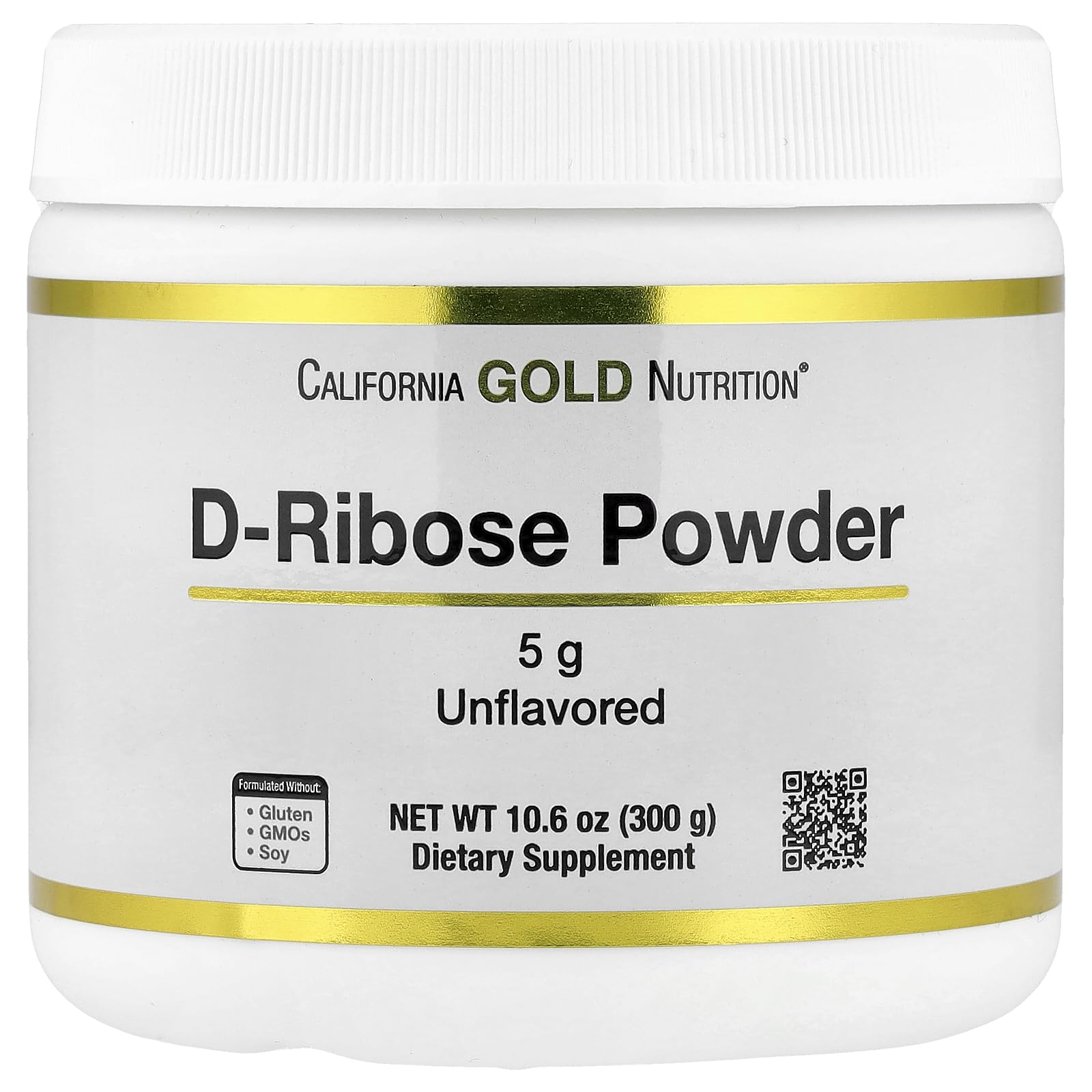 California Gold Nutrition D-Ribose Powder - Energy & Muscle Recovery - Unflavored 300g