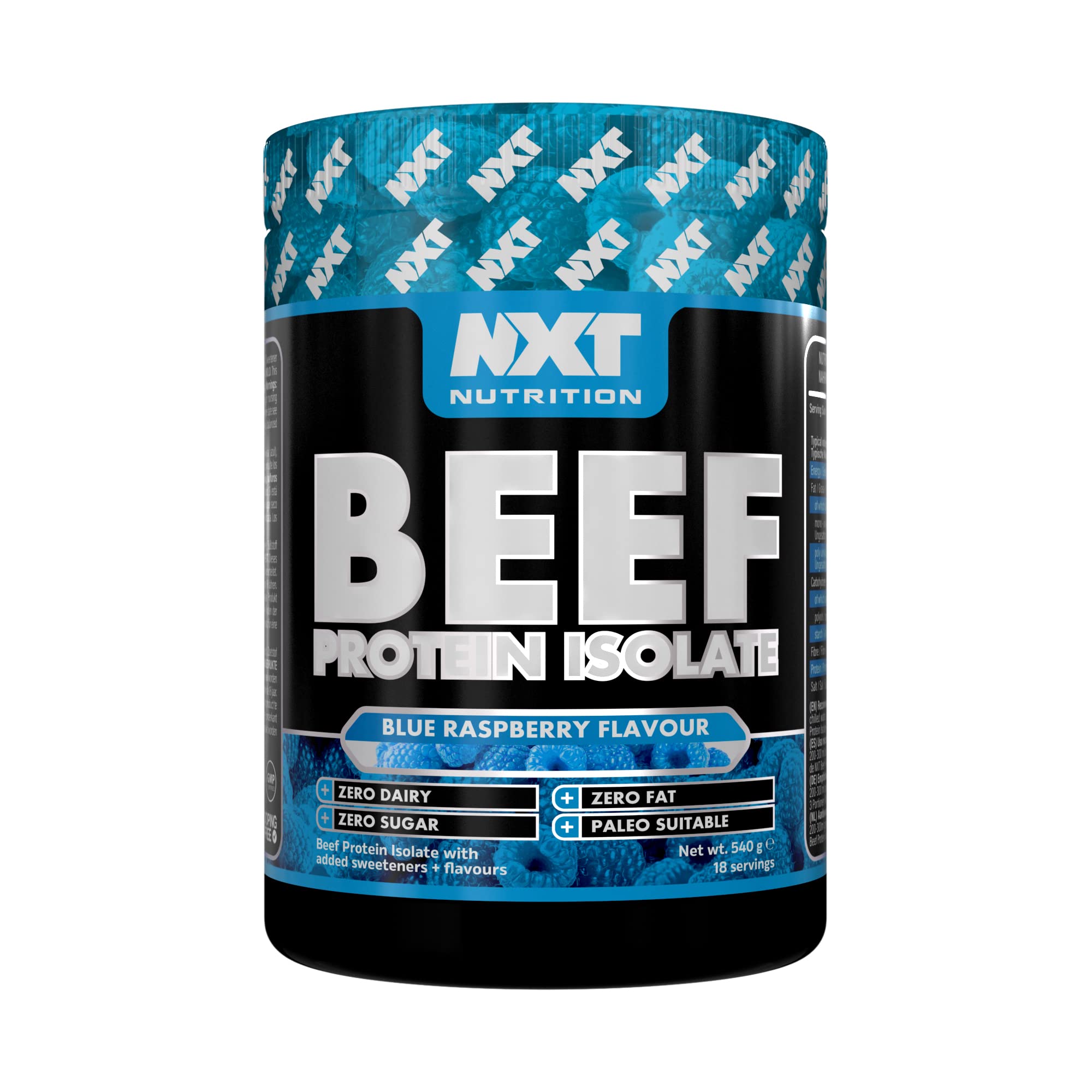 NXT Nutrition Beef Protein Isolate 540g - Blue Raspberry Dairy Free
