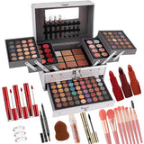 UNIFULL 132 Color All-In-One Makeup Kit for Women - Professional Makeup Set with Eyeshadow, Lipstick, Concealer, Lip Gloss, Eyeliner & Mascara (006N2-Silver)