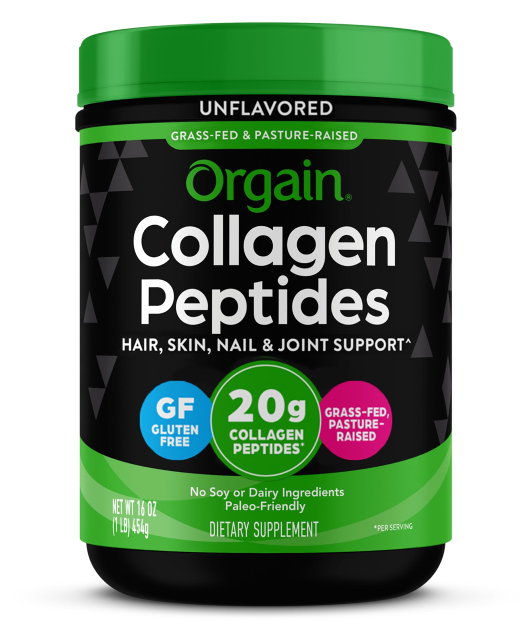 Orgain Grass Fed Hydrolyzed Collagen Peptides Powder (Type I & III), Keto & Paleo Friendly, 454g