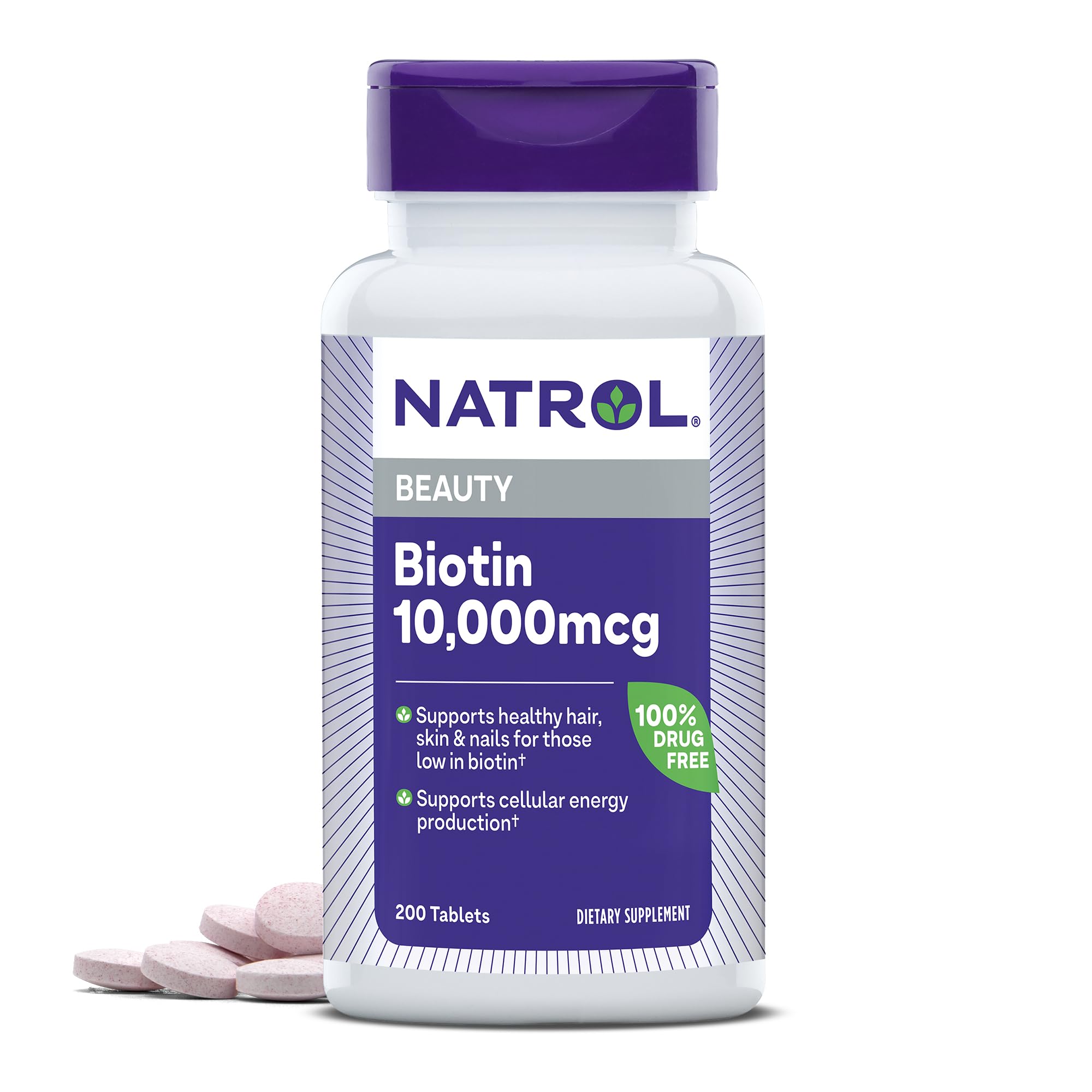 Natrol Biotin Maximum Strength Tablets - 10,000 mcg (200 Count) for Hair, Skin & Nails