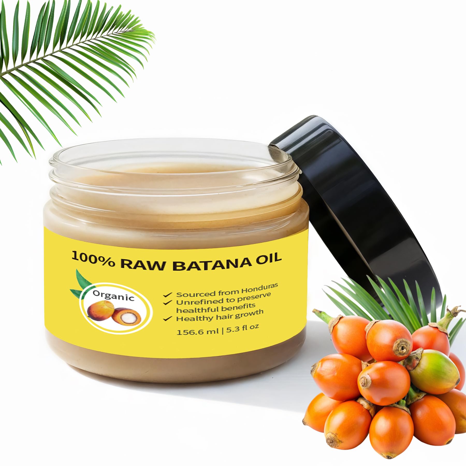 100% Raw Batana Oil - Organic Hair Oil from Honduras for Deep Hydration & Hair Growth - 156.6ml (5.3 fl oz)