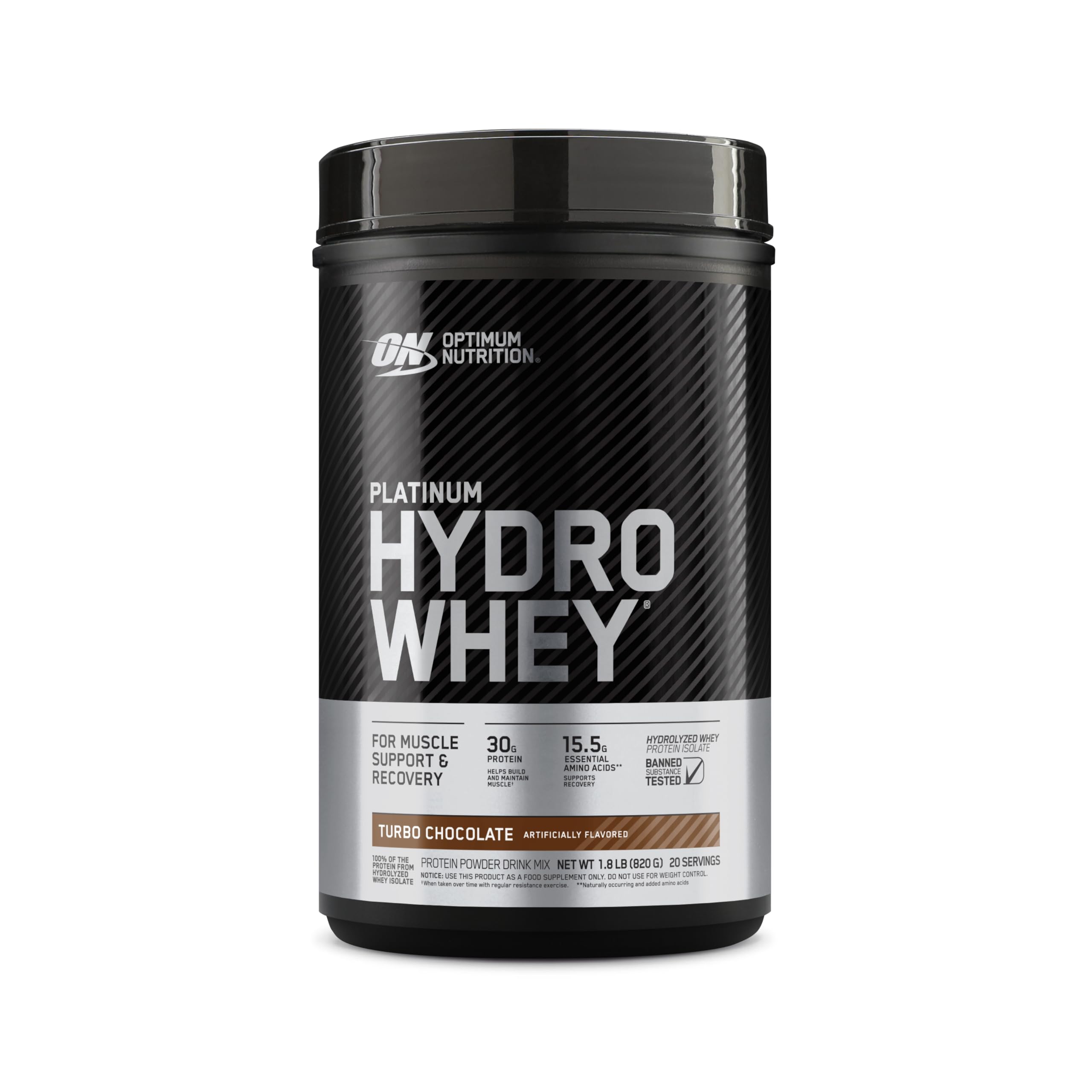 Optimum Nutrition (ON) Platinum HydroWhey Protein Powder - 30g Protein, 100% Hydrolyzed Whey Isolate, Turbo Chocolate, 1.75 lbs (820g)