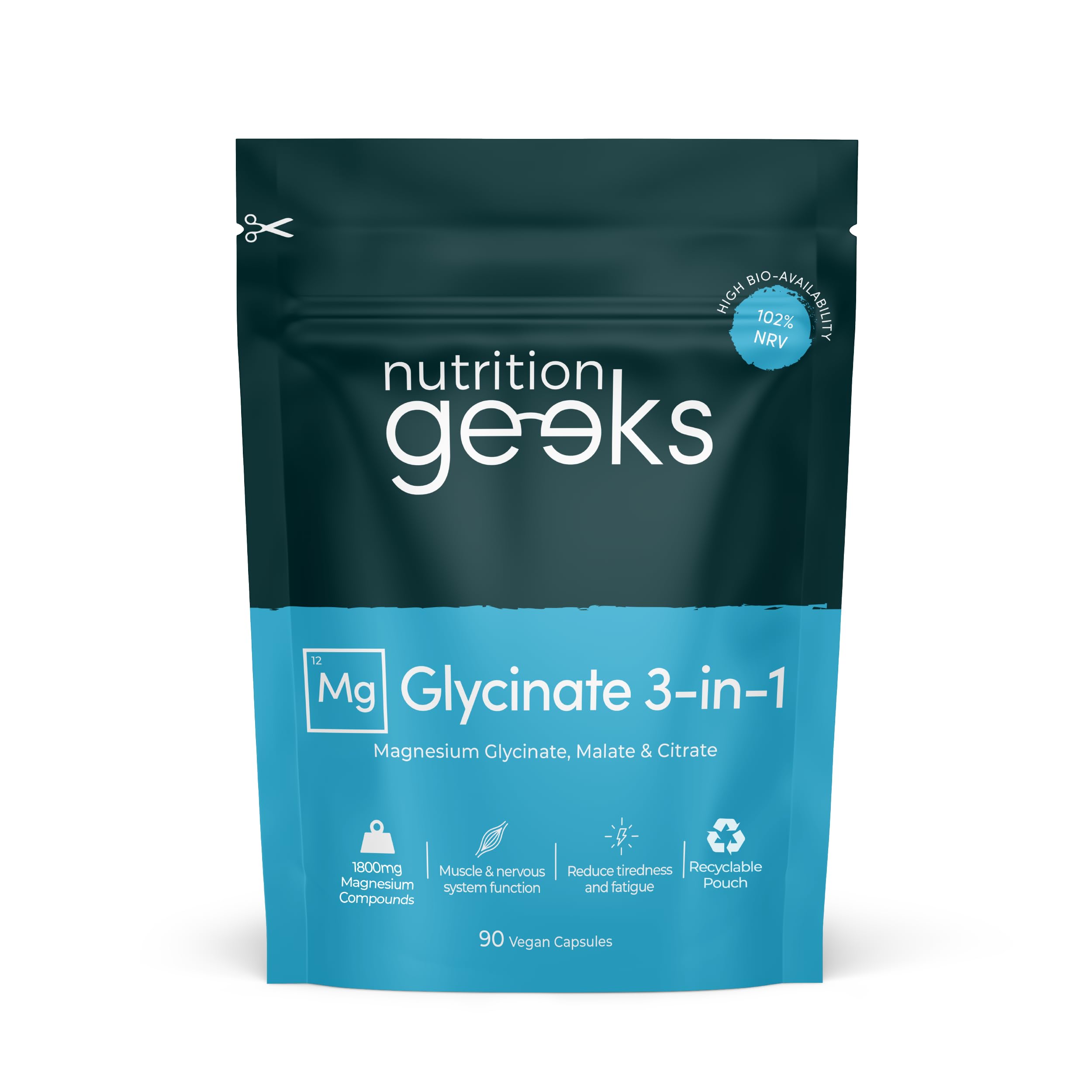 Triple Absorption Magnesium Complex: Glycinate, Citrate & Malate 1800mg - 90 Vegan Capsules (UK Made)