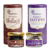 Herbal max Shilajit Resin & Saffron 1g Combo Pack of 2 - Premium Ayurvedic Vitality Duo