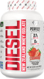PERFECT SPORTS Diesel 100% New Zealand Whey Protein Isolate - Stevia Sweetened, Zero Carb, Zero Fat, 27g Protein, 2 lbs - Strawberry