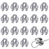 KASTWAVE 18 Pcs M3 U Bolt Wire Rope Clip and Cable Clamp - 304 Stainless Steel for Garden and Gym Use