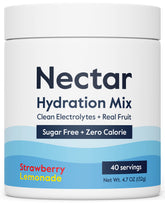 Nectar Sugar Free Electrolytes Powder - Organic Fruit - No Sugar or Calories - Hydration Powder for Dehydration Relief and Rehydration - Strawberry Lemonade 40 Serving Tub