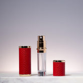 Luxury Refillable Perfume Bottle – 5ml Elegant Leather Design | Travel Mini Spray (Red)