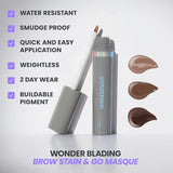 Wonderskin Eyebrow Tint - Wonder Blading Brow Stain & Go Masque, Long Lasting Brow Tint, Transfer Proof and Smudge Proof Eyebrow Stain (Dark Brunette)