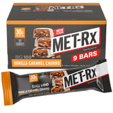 MET-Rx Big 100 Protein Meal Replacement Bar, Vanilla Caramel Churro, 9-Count