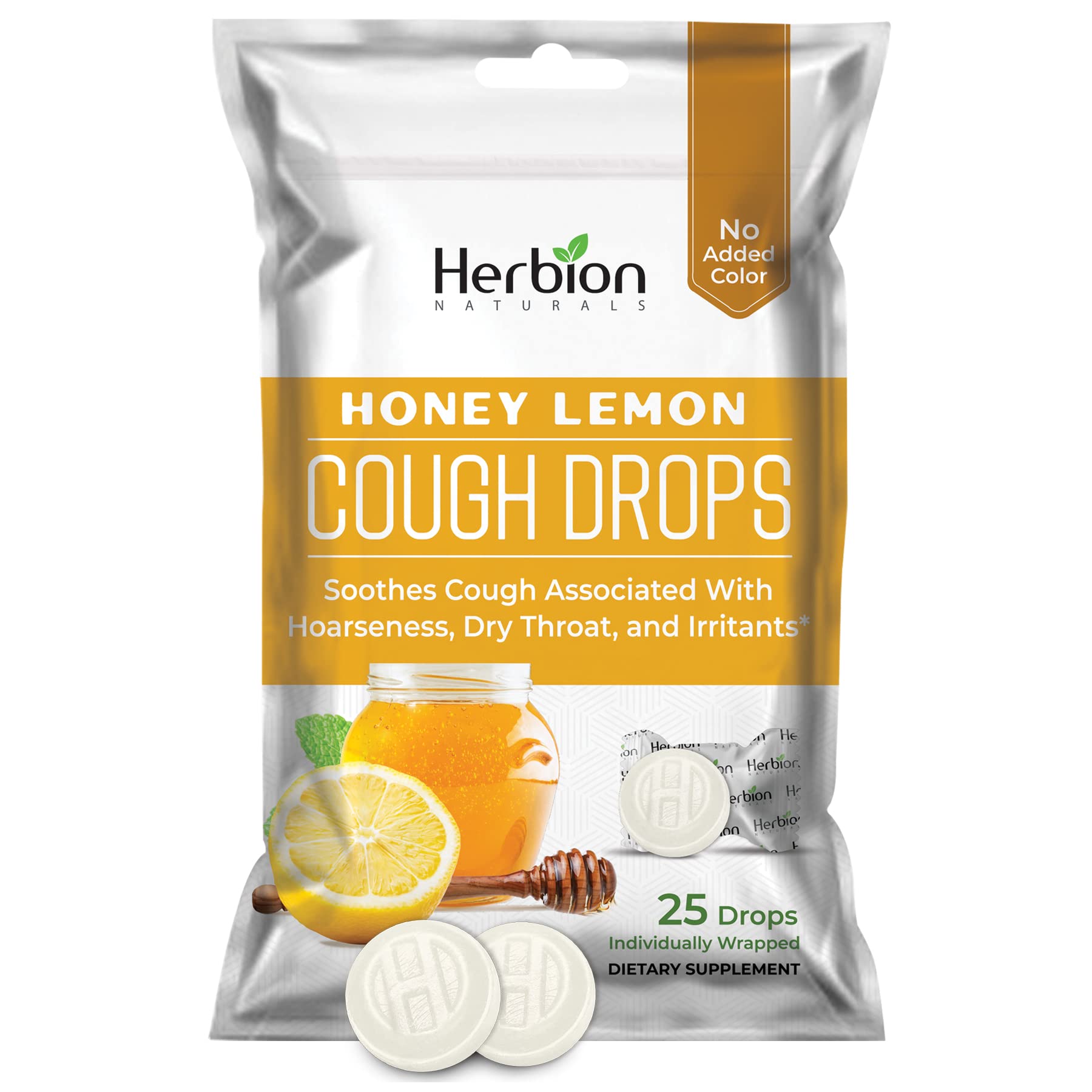 Herbion Naturals Honey Lemon Cough Drops - Soothing Relief - 25 Count