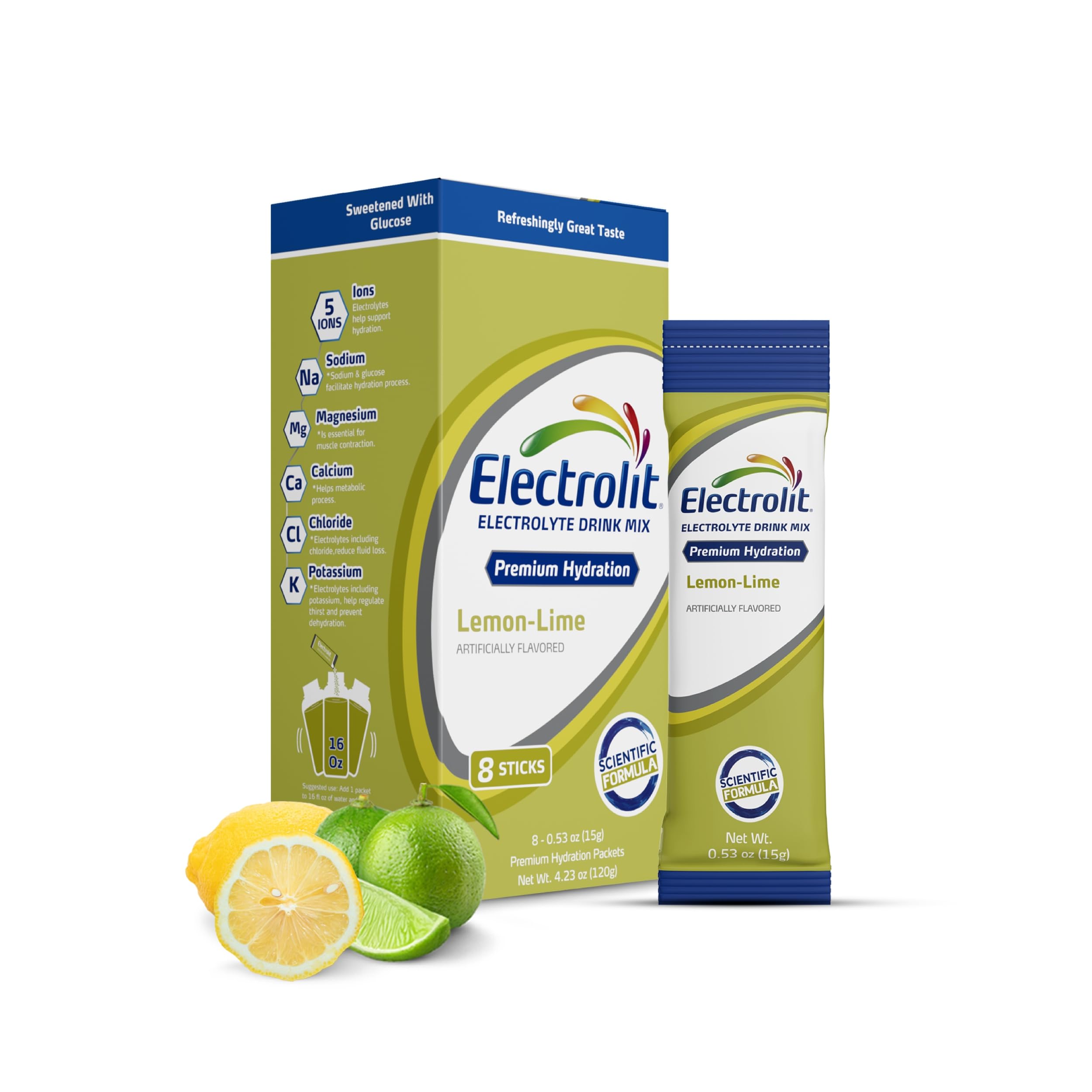 Electrolit Electrolytes Powder Packets Lemon Lime | 8 Pack | Gluten-Free Hydration Drink Mix
