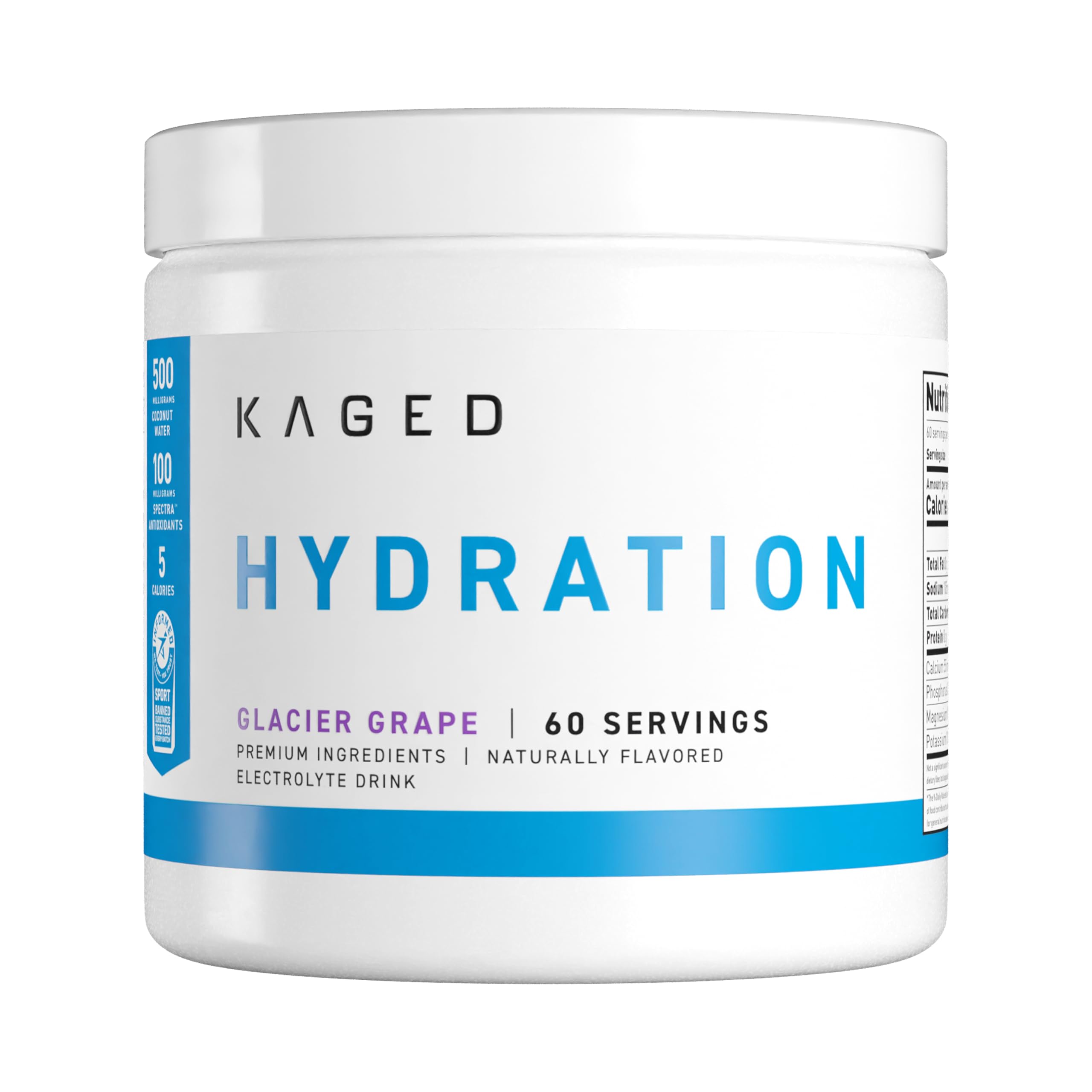 Kaged Electrolytes Muscle Hydra-Charge Powder - 60 Servings Glacier Grape - Performance Hydration