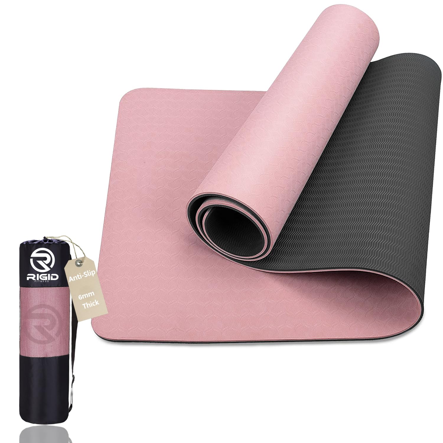 Eco-Friendly 6mm TPE Yoga Mat with Strap & Bag | Non-Slip Exercise Mat for Yoga, Pilates & Fitness