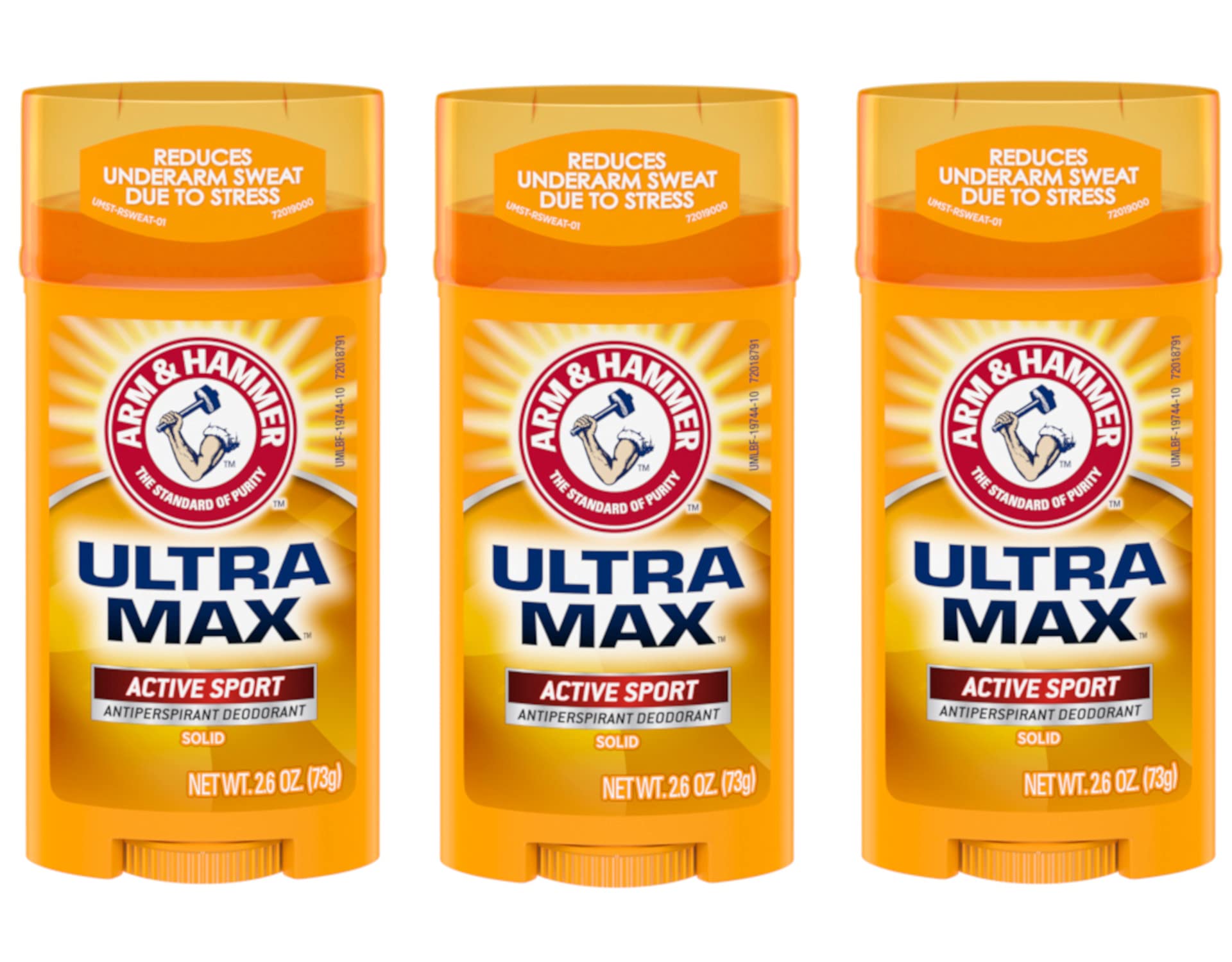 ARM & HAMMER Ultra Max Solid Antiperspirant Deodorant Active Sport - 2.6 oz (Pack of 3)