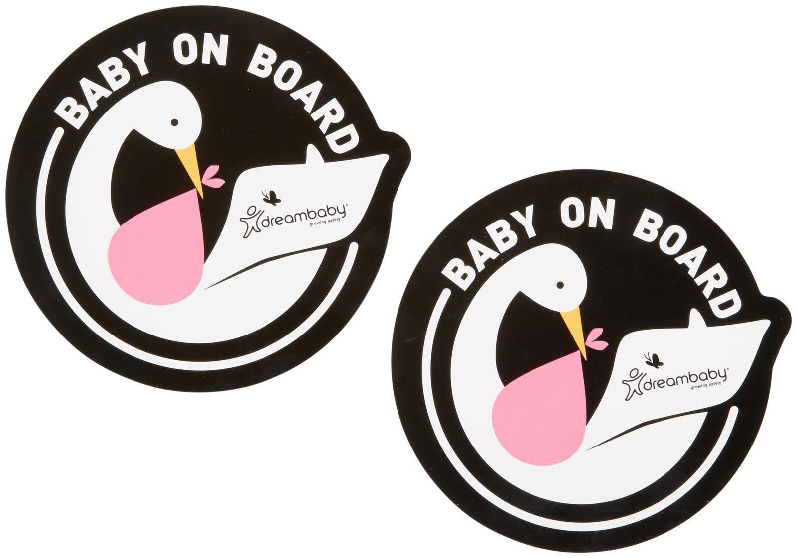 Dreambaby Pink Stork "Baby on Board" Adhesive Decal - 2 Pack Car Sticker