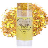 Tazweeq Gold Chunky Glitter Stick - Waterproof Shimmer Gel for Face, Eye & Hair